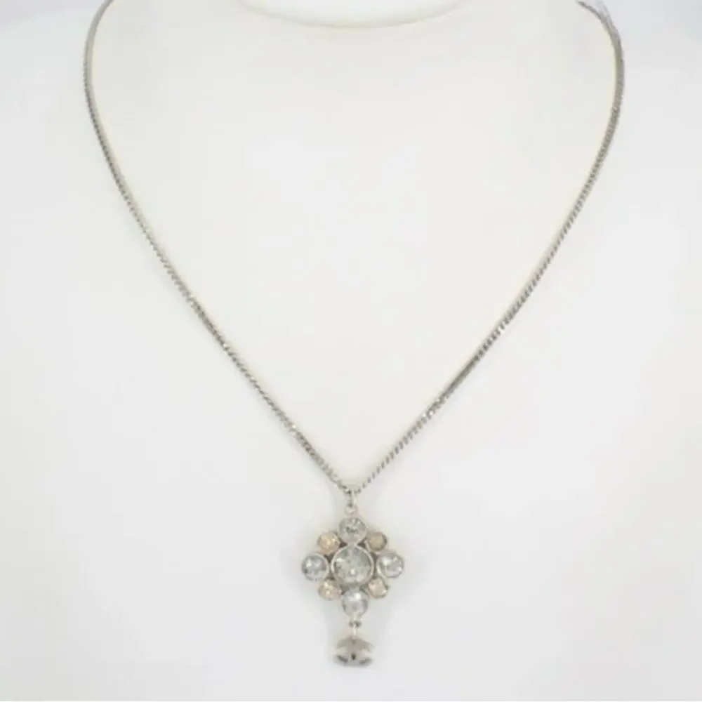 CHANEL 09C Coco Mark Necklace Silver Women's
